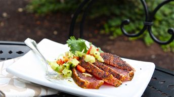 Togarashi-Seared Tuna with Avocado-Cucumber Salsa